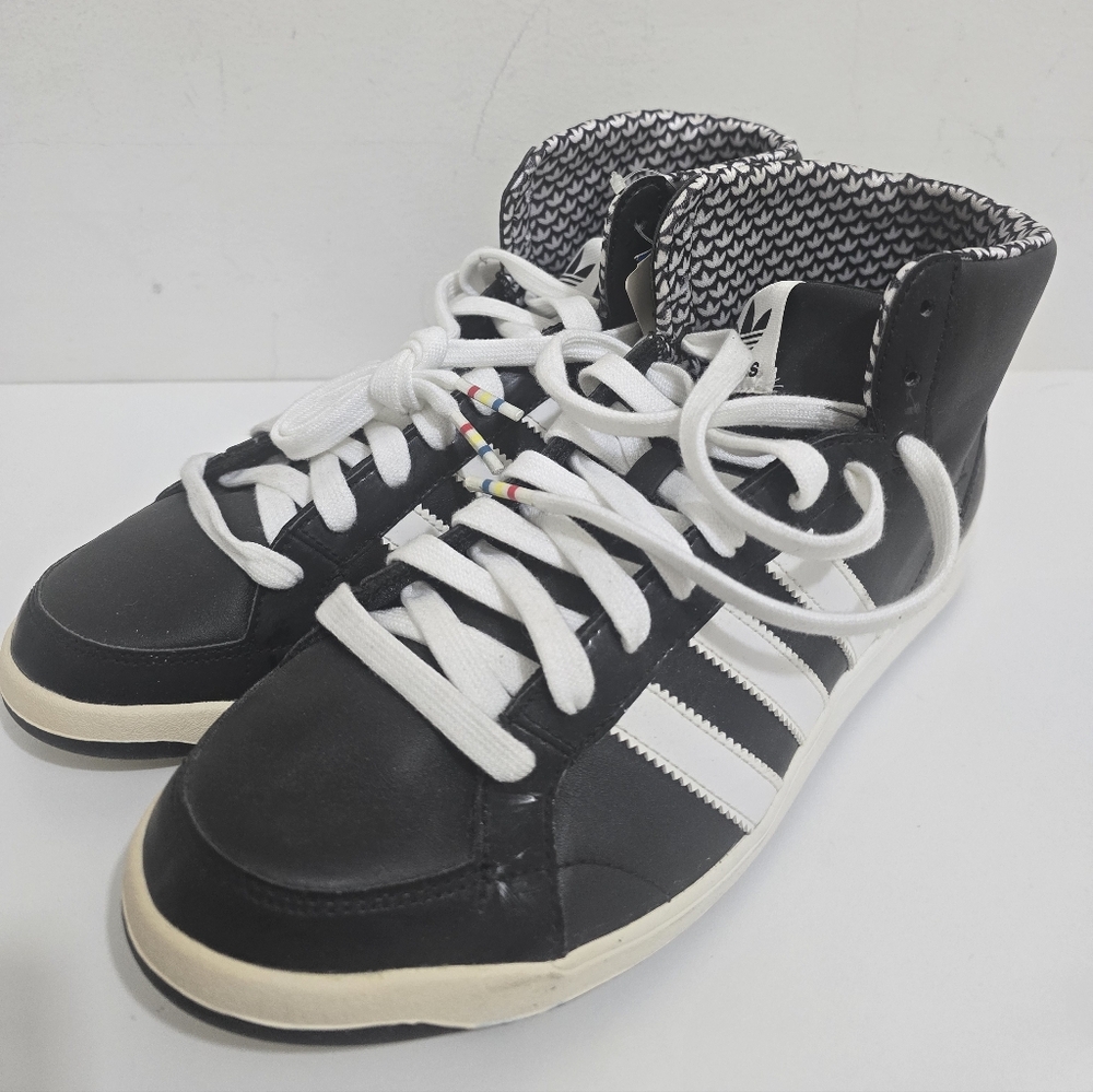 Adidas Black and White High-Top Sneakers In Black (Size 38.5)